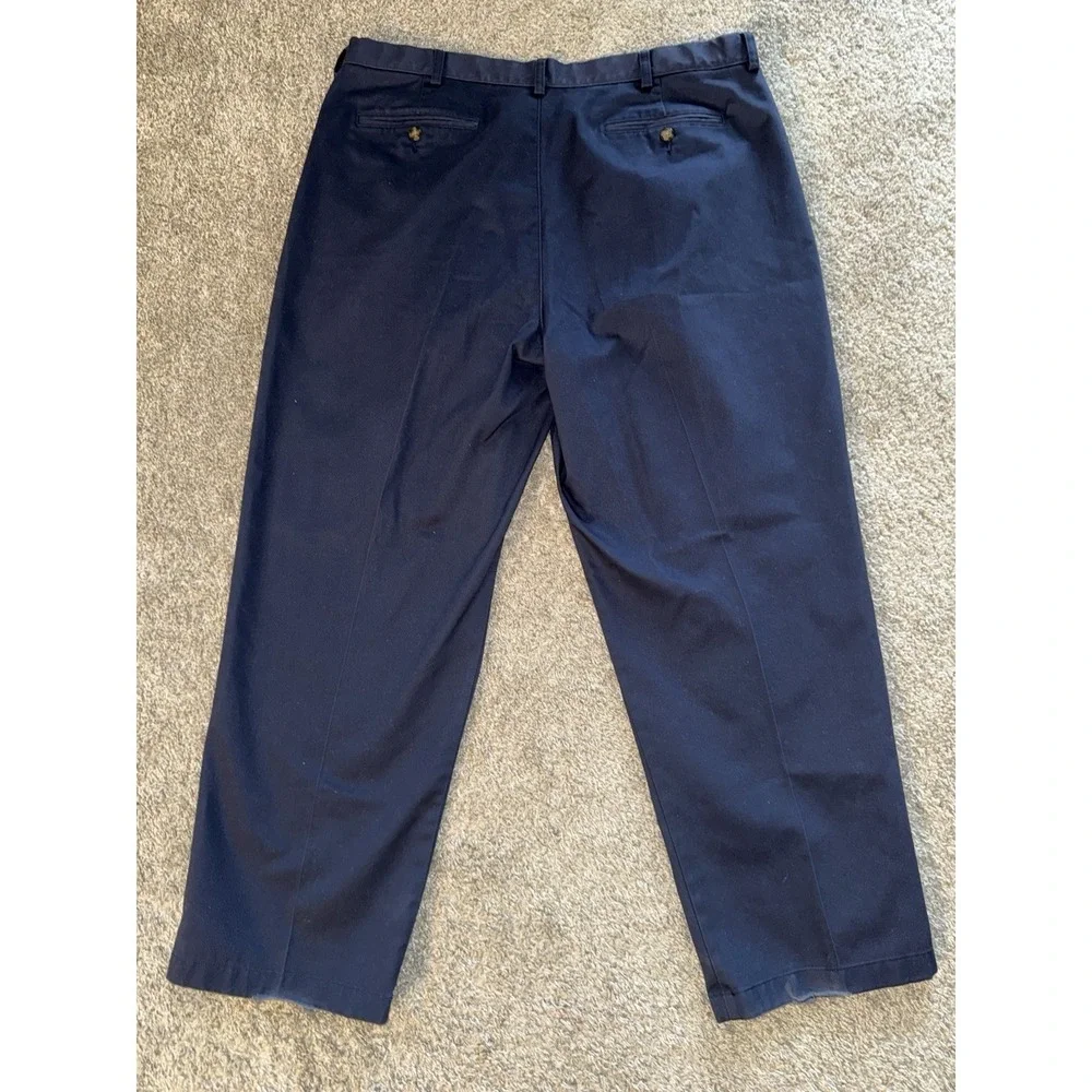 L.L.Bean Chino Men's 40x30 Navy Comfort‎ Waist Cotton Flat Front Casual Pants